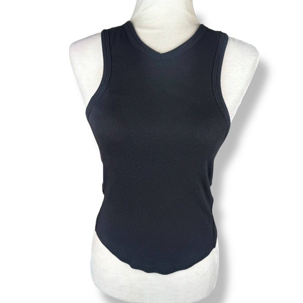 Free‎ People Black Tank Top Womens Size Medium Indie Sleaze Festival Goth Casual